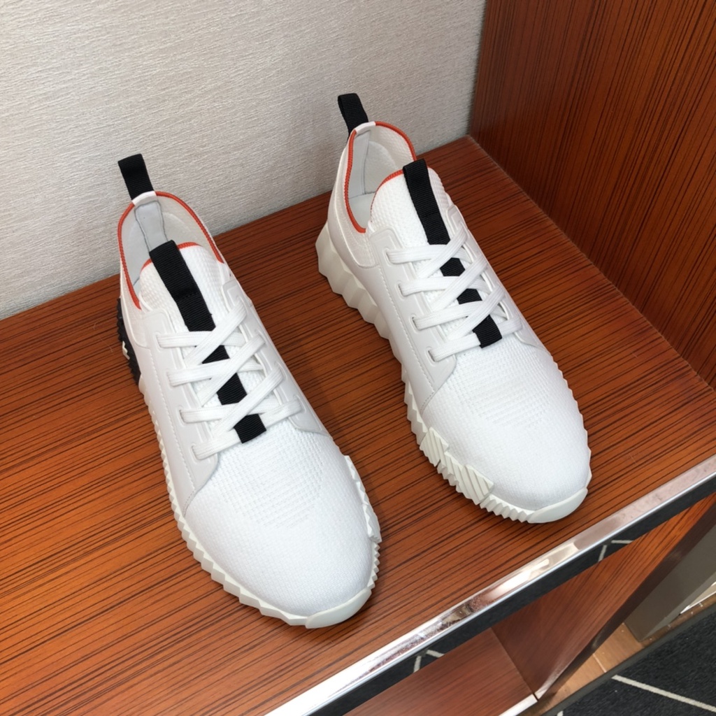 Giày sneaker nam da thật thời trang cao cấp Hermes phong cách năng động, đường phố