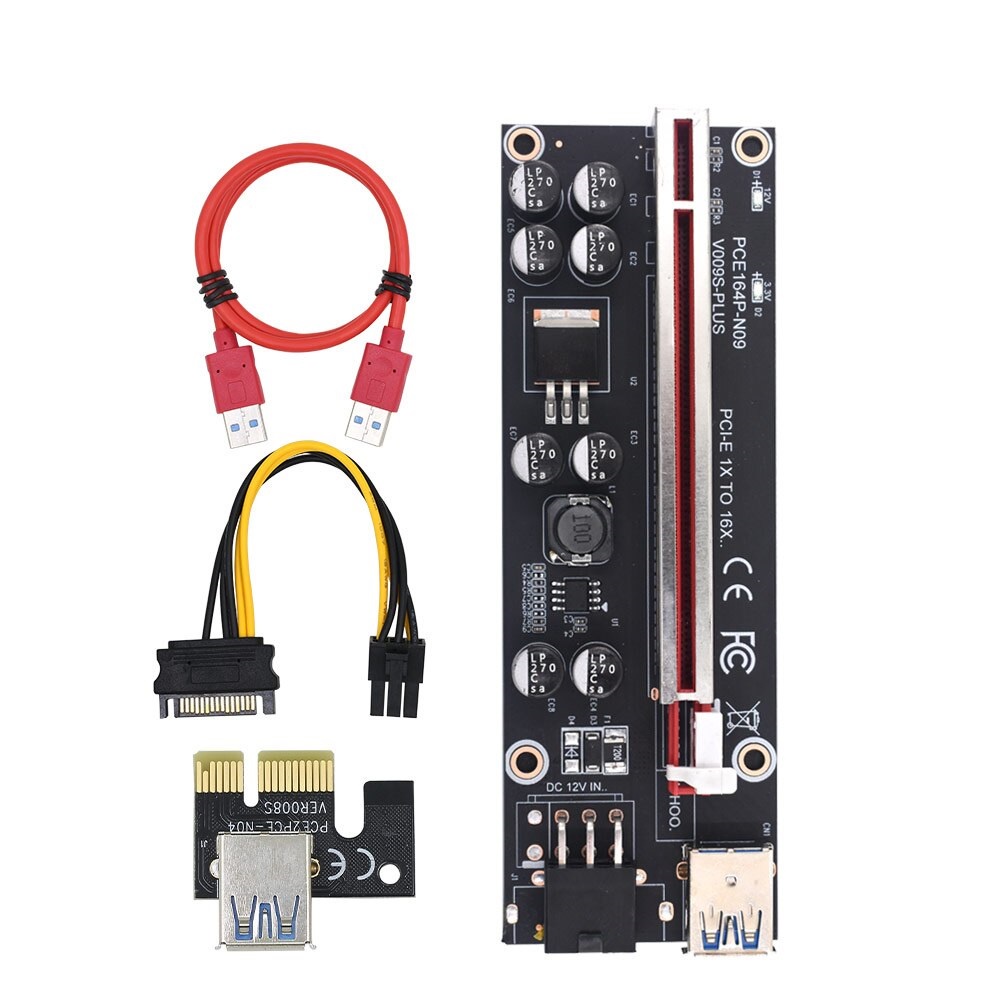 Riser PCIe 1X 16X USB 3.0 Ver 009S Plus mới nhất bản full 8 tụ có led