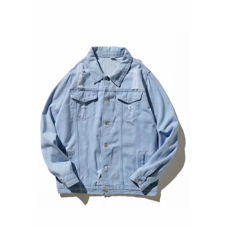 Áo Khoác Jeans Trơn Rách Styse Basic Dành Cho Cả Nam Và Nữ 2022  - Hàng nhập khẩu
