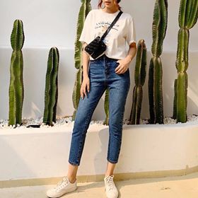 Quần Mom Jeans trơn lai thường Surichauhouse