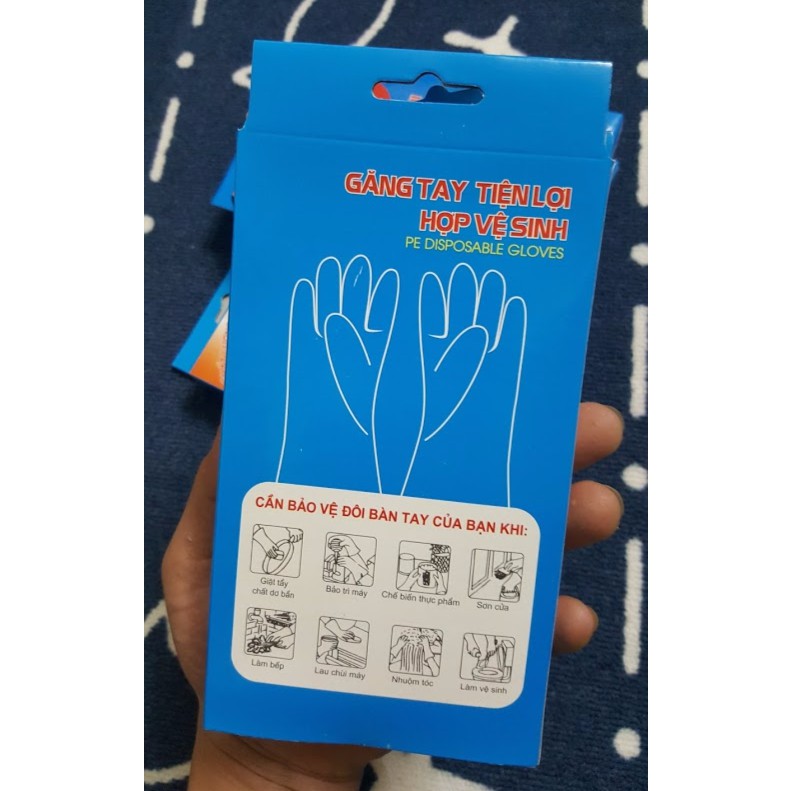 5 hộp găng tay nilon dùng 1 lần 80 chiếc/ hộp