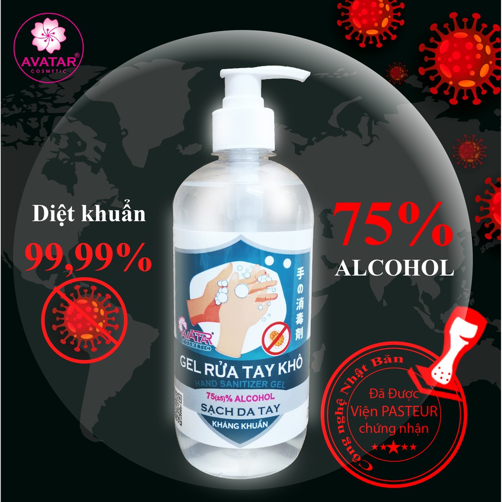 [Pasteur kiểm duyệt] Gel rửa tay khô Avatar 75% cồn (500ml)