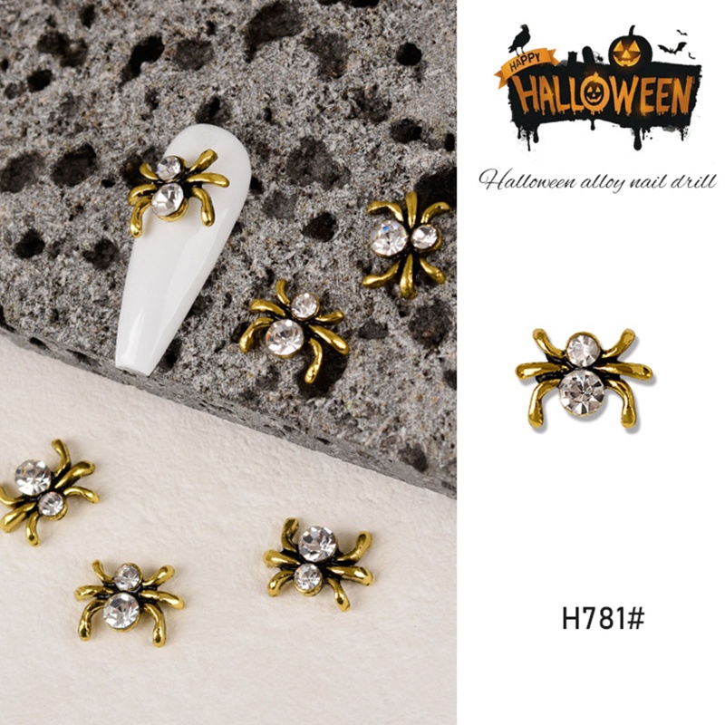 Set 60 Hạt Hợp Kim Hình Bộ Xương 3D Trang Trí Móng Tay Phong Cách Halloween