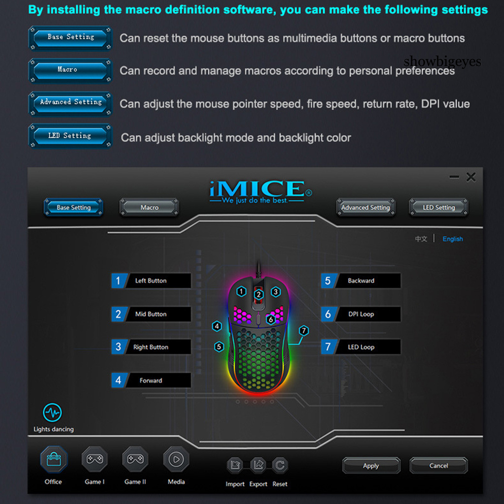 IMICE Chuột Quang Chơi Game Có Dây T98 7200dpi