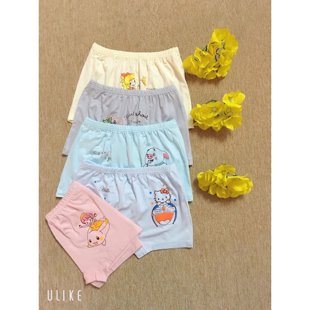 Set 5 Quần đùi chíp cho bé gái chất cotton lạnh, Hiệu Mazababy