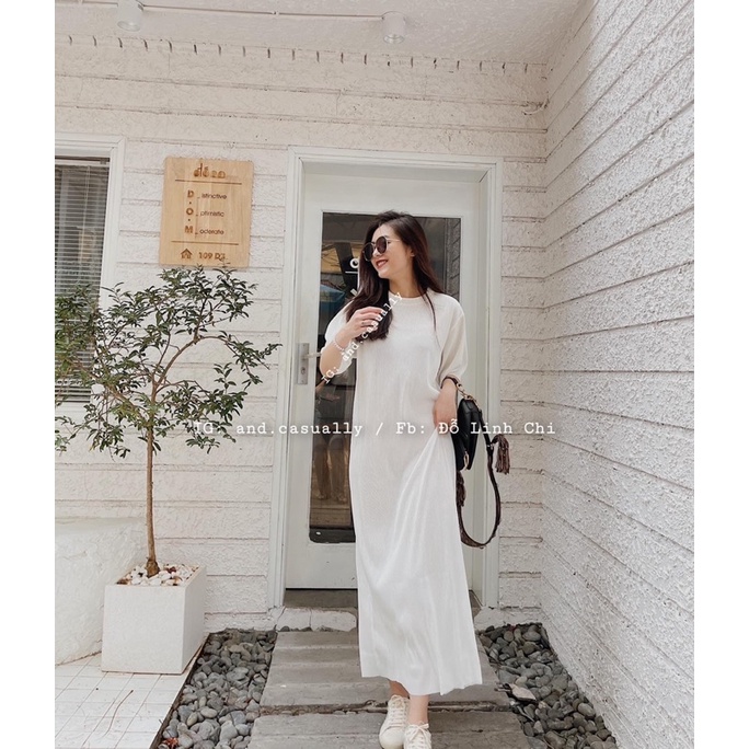 Đầm Maxi dập ly dáng suông hàng đẹp chất mềm co giãn⚡️6 màu ảnh thật | BigBuy360 - bigbuy360.vn