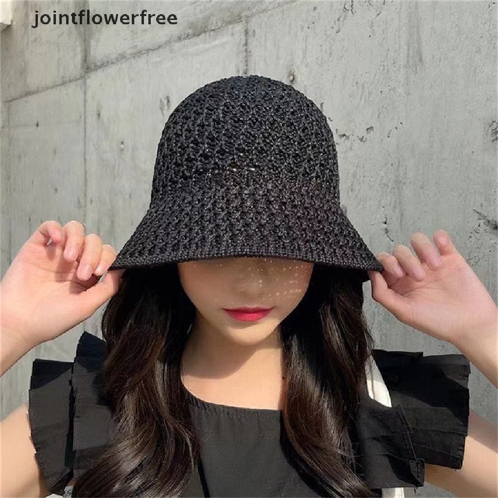 Mũ Bucket Dệt Kim Kiểu Dáng Đơn Giản Thời Trang Đi Biển Mùa Hè Cho Nữ