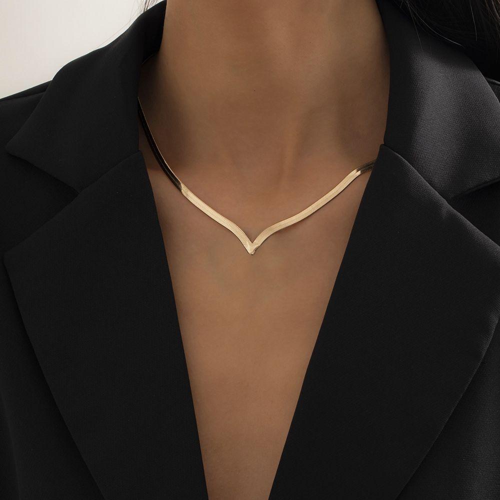 Vòng cổ Mặt Chữ V Phong Cách Cổ Điển|Vòng cổ Choker Đồng Đơn Giản Cho Nữ
