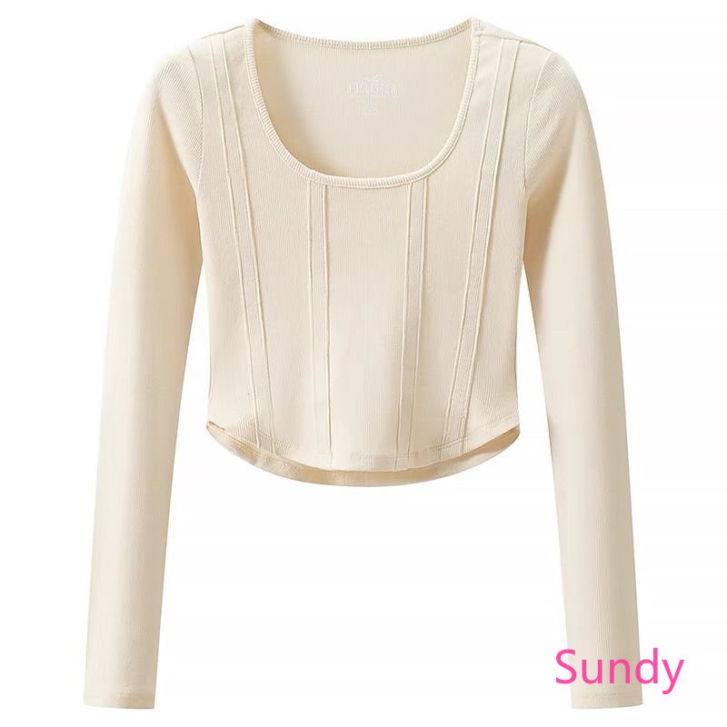 Áo Thun Dài Tay Cổ Vuông Họa Tiết Kẻ Sọc Thời Trang Xuân Thu Cho Bé Gái