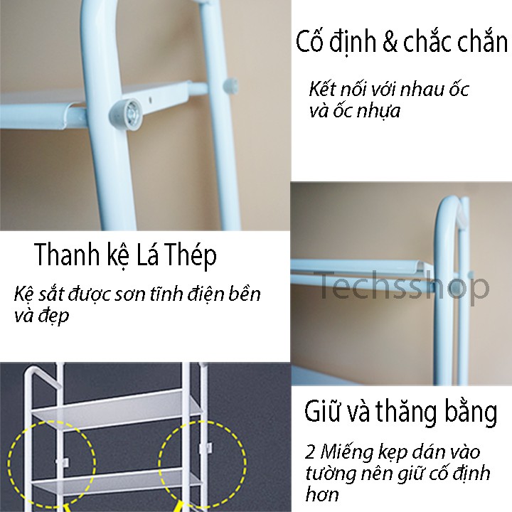 Kệ Để Đồ Trên Máy Giặt 3 Tầng - Khung Lắp Đựng Vật Dụng Nhà Tắm Nhà Bếp - Giá Để Đồ Trên Bồn Cầu