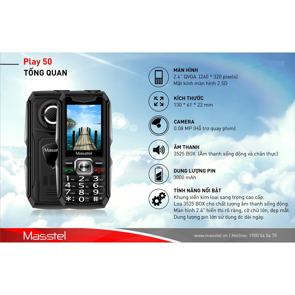 Điện Thoại Masstel Play 50 Loa khủng - Pin trâu  3000mah sản phẩm mới - Hãng Phân Phối Chính Thức...-.