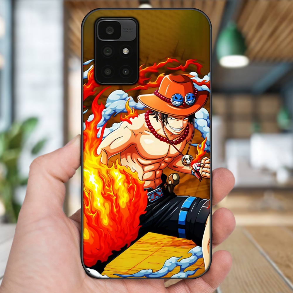 Ốp lưng Xiaomi Redmi 10 viền đen in hình Ace One Piece