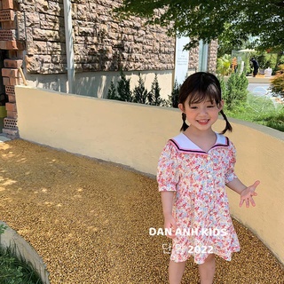 Đầm hoa phối cổ viền xinh xắn cho bé gái