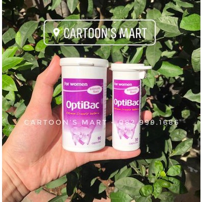 Men Vi Sinh Optibac for women Tím 30v mẫu mới thuỷ tinh + mẫu cũ