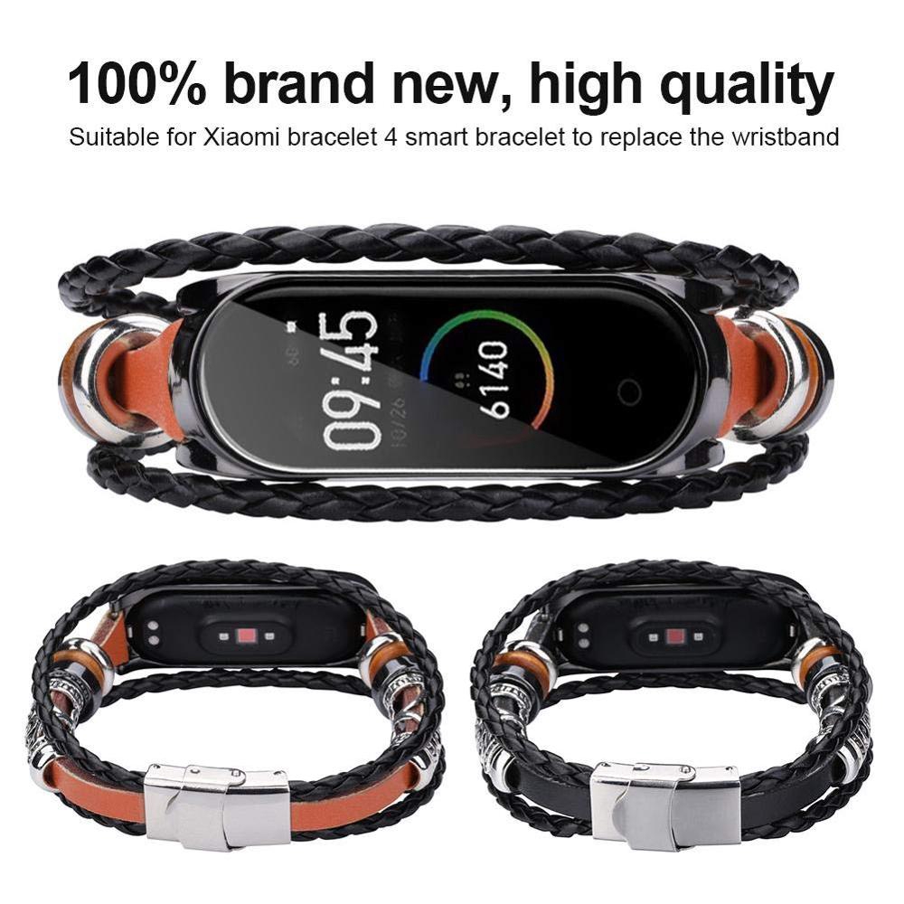 Dây da đeo đồng hồ phong cách Vintage cá tính cho Xiaomi Mi Band 3/4