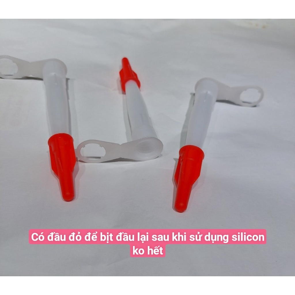 Combo 3 vòi bơm silicon ,  vòi keo silicon chống khô đầu silicon giúp bảo quản đc keo lâu, vòi silicon chống khô đầu