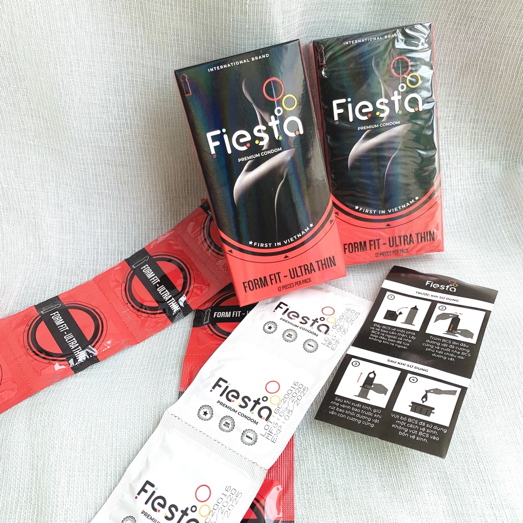 Bao Cao Su Fiesta Form Fit Ultra Thin Ôm Sát Siêu Mỏng Nhiều Gel Bôi Trơn – Hộp 12 Cái- Happy Man