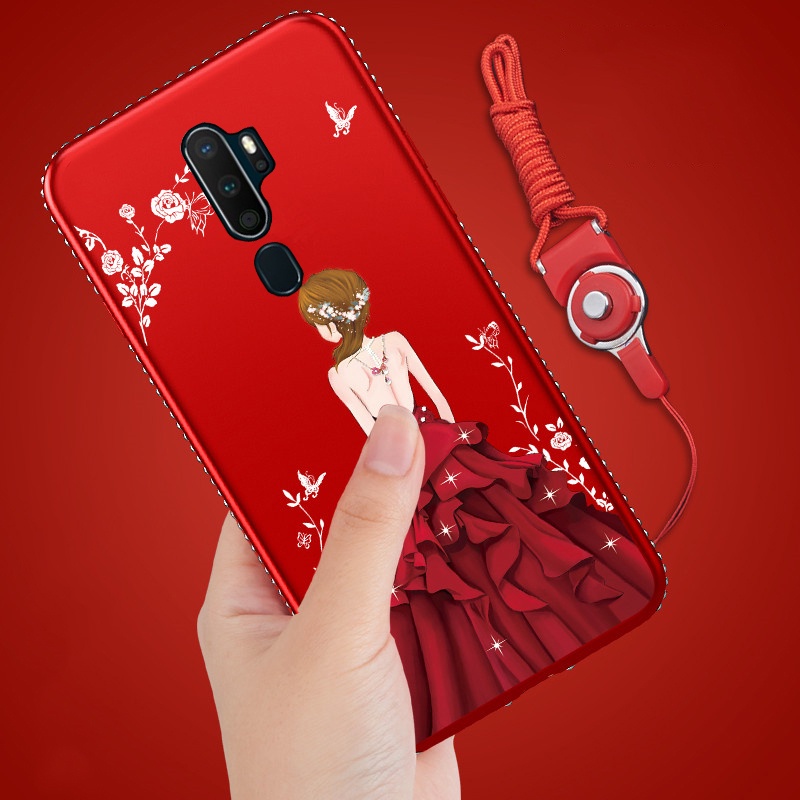 ỐP ĐÍNH ĐÁ OPPO A5 2020, A9 2020 HÌNH CÔ GÁI CAO CẤP ( Tặng Kèm Dây Đeo)