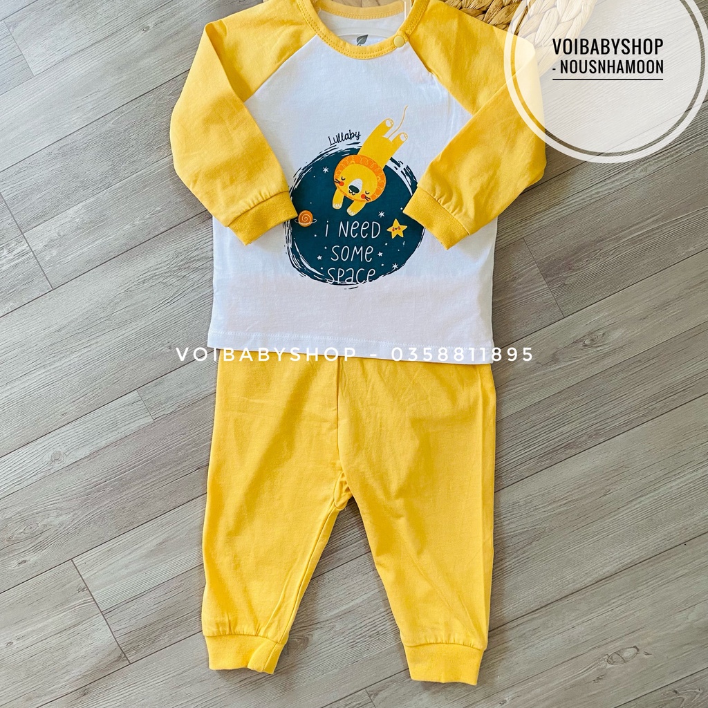 Bộ dài tay cotton raglan bo gấu cho bé gái Lullaby NH453M