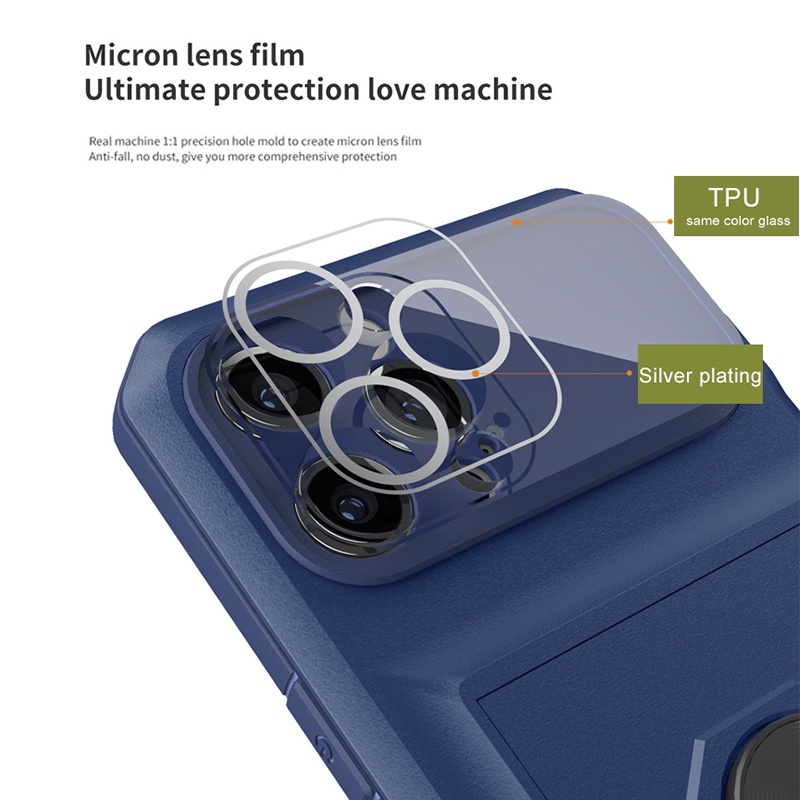 iPhone 13 Pro Max Case Card Holder Camera Protector Hard Case For iPhone 13 13 Pro iPhone 12 12 Pro Max iPhone 11 Pro Max iPhone 7 Plus 8 Plus Car Magnetic Finger Ring Holder Shockproof Phone Cover