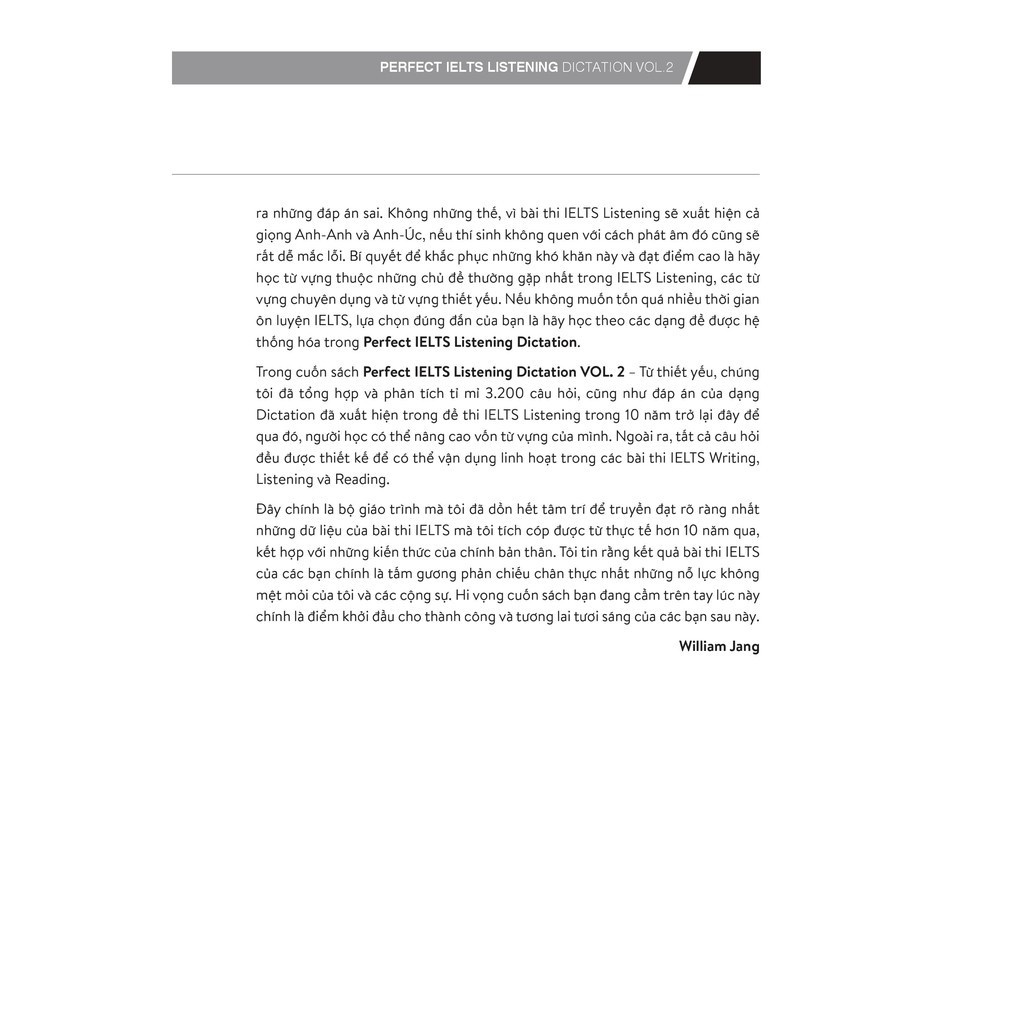 Sách - Perfect Ielts Listening Dictation Vol.2 - William Jang - Alphabooks