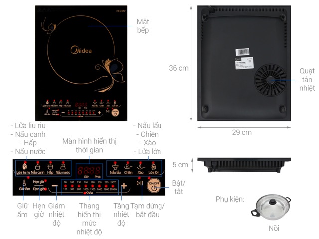 Bếp Điện Từ Cao Cấp Midea MI-T2117DE
