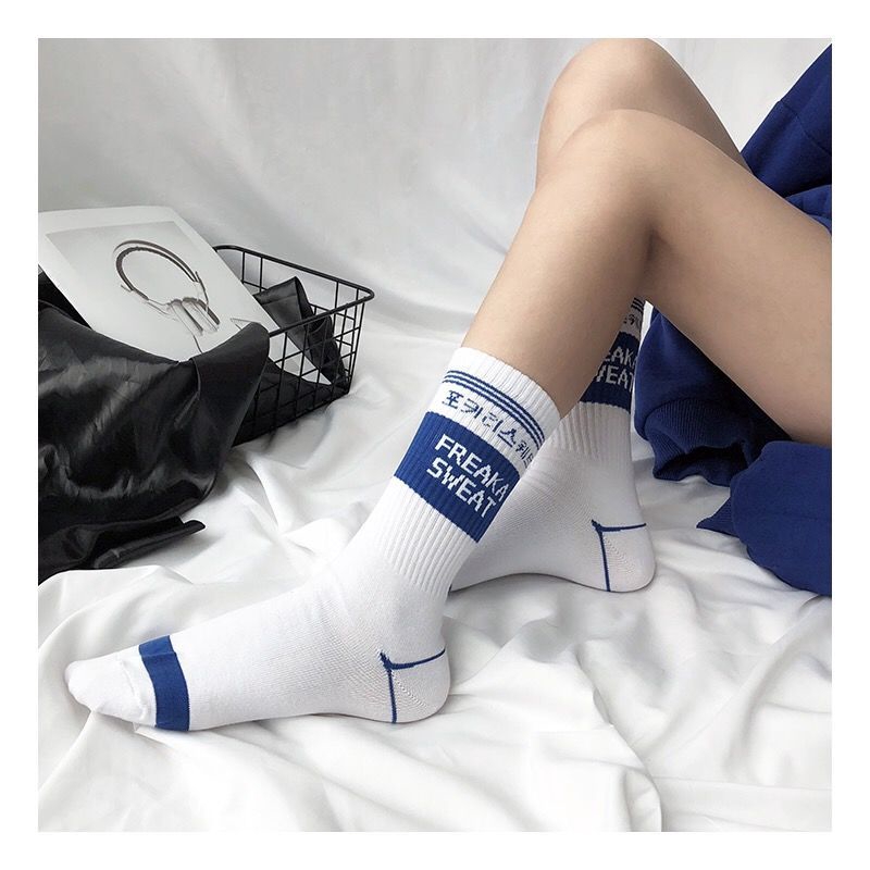 Vớ thể thao kẻ sọc xanh dương thời trang cho nam và nữ