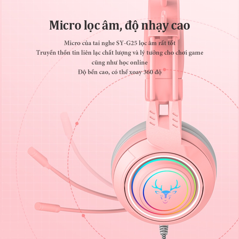 Tai Nghe Chụp Tai Gaming, Học Online BEARHOME Có Micro Lọc Âm, Âm Thanh Đỉnh Cao. Headphone Dùng Cho Máy Tính,Điện Thoại