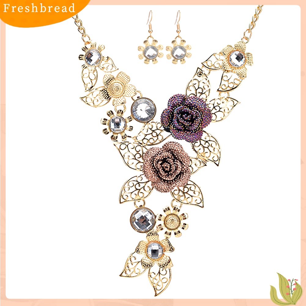 Bộ Đồ Thời Trang Thiết Kế Dễ Thương Cá Tính| Bộ Vòng cổ + Bông Tai HìNh Lá ĐíNh Đá Xinh XắN