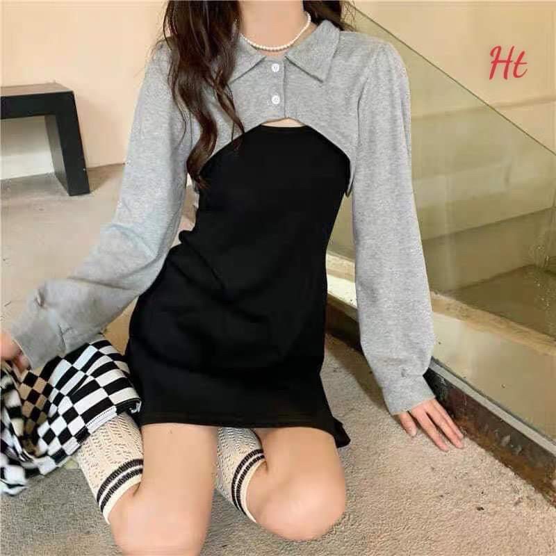 Sét váy đen xám hai món HSU1