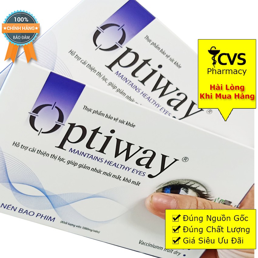 Combo 2 hộp - Viên uống Optiway bổ mắt tăng cường thị lực và phục hồi tổn thương mắt
