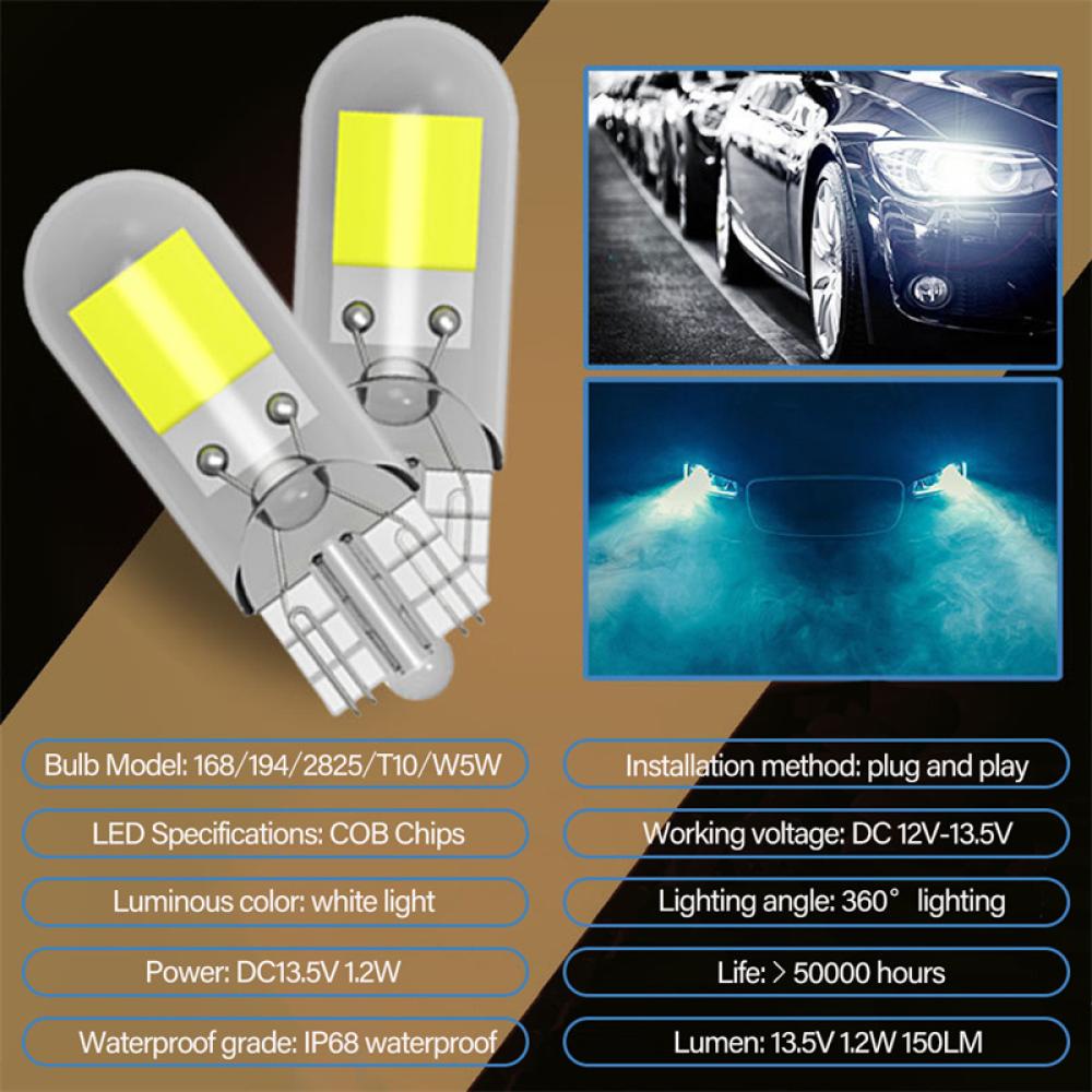 Bộ 2 Đèn LED W5W LED T10 COB 12V 6000K G3X4 Chất Lượng Cao Cho Xe Hơi