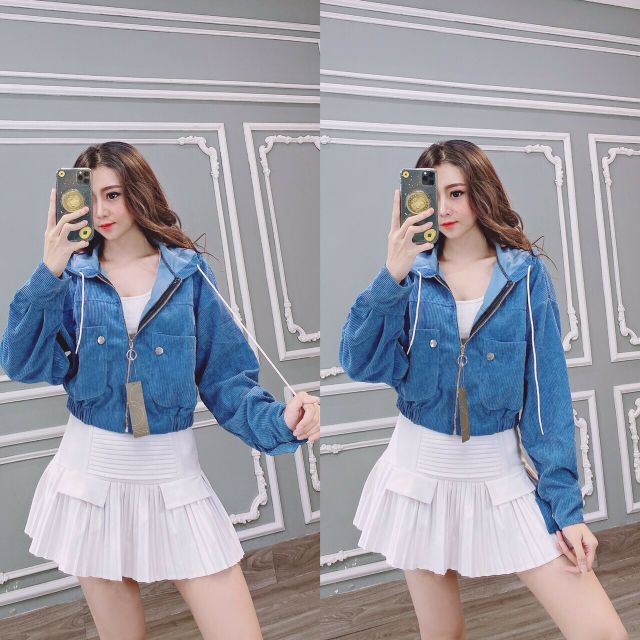 Áo khoác nữ chất nhung gân dáng lửng mẫu mới màu trẻ trung Ảnh Video thật | BigBuy360 - bigbuy360.vn