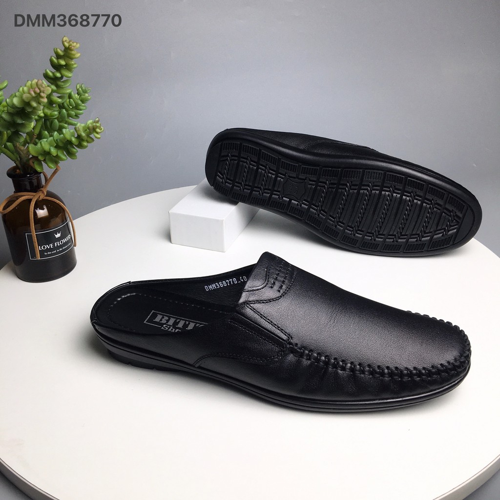 Sục nam BlTIS ❤️FREESHIP❤️ Giày sapo công sở da bò trơn khâu viền đế cao su DMM368770 | BigBuy360 - bigbuy360.vn