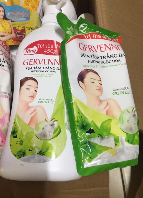 Sữa tắm Gervenne 900 kẹp túi sữa tắm gói 450g