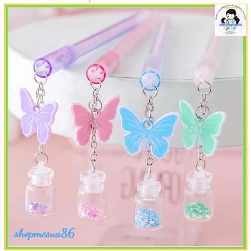 Bút Bươm Bướm Móc Lọ Thủy Tinh điều ước_ Bút gel nước cute dễ thương giá rẻ