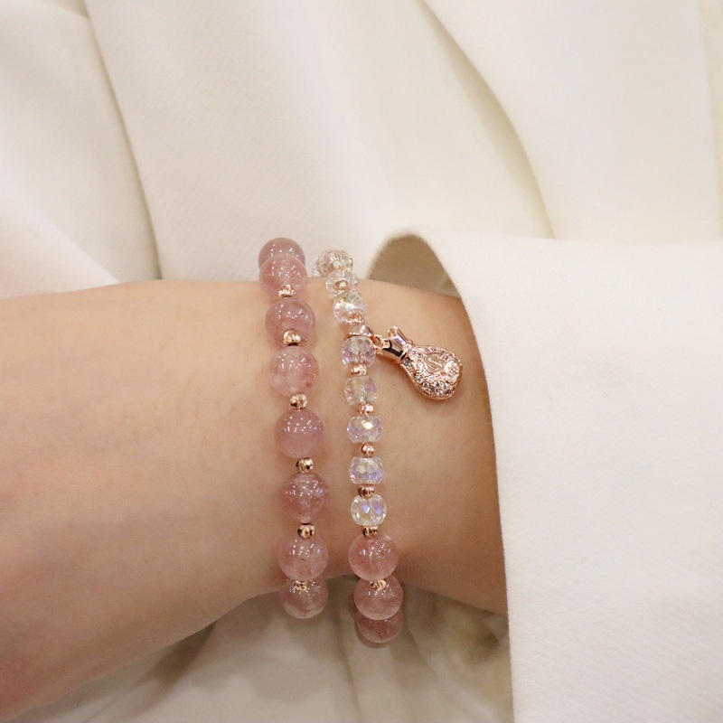 [Hàng Mới] Vòng Đeo Tay Dây Đôi Đính Hạt Pha Lê Kèm Túi Đựng Tiền Xu