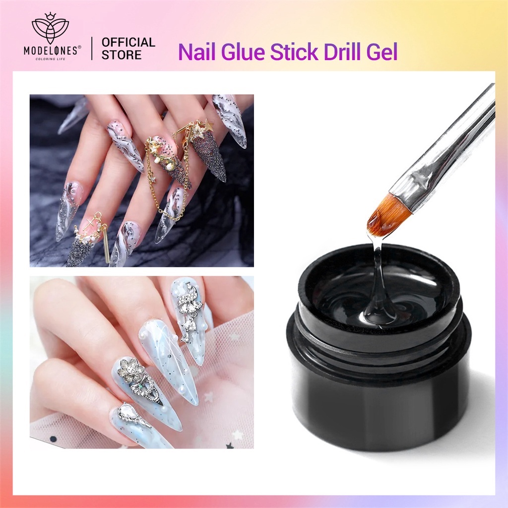 Gel keo dán móng MODELONES màu thủy tinh trong suốt dùng đính các phụ kiện trang trí móng 5G