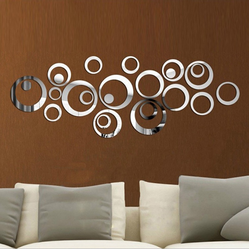 Bộ 24 Miếng Dán Tường Trang Trí Hình Tròn Tráng Gương 3D DIY Bằng Acrylic Tháo Rời Được Dành Cho Trang Trí Nhà Cửa