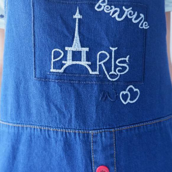 Quần Yếm Dài Thêu Họa Tiết Paris / Size 6-17 Dành Cho Trẻ Em