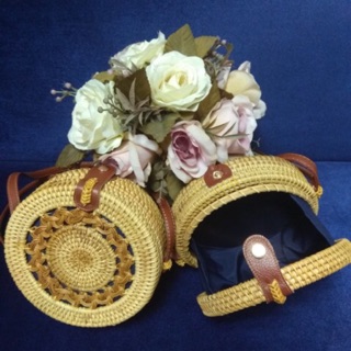 Túi Mây Tre Đan Hoa Văn / Túi cói đi biển ( có lót vải )