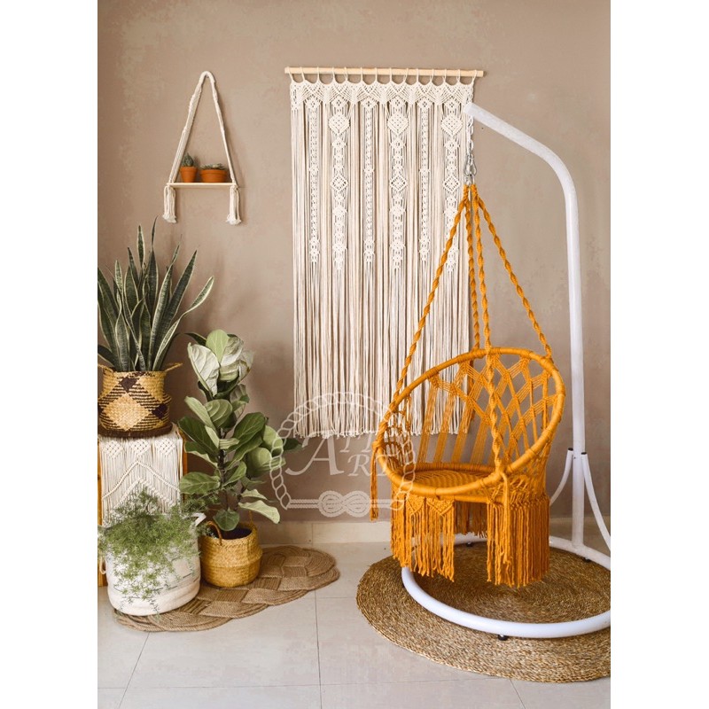 Xích đu Macrame xương cá bao gồm cần treo