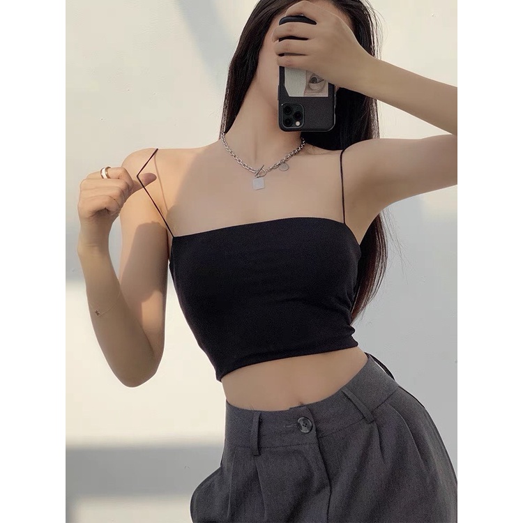 Áo hai dây nữ ống cúp ngực | Áo 2 dây hở lưng thun trơn cao cấp kiểu sợi bún Hàn Quốc | Fmstyle Shop 220221084