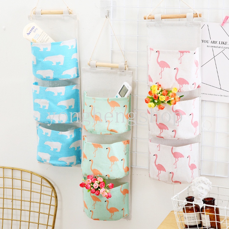 Túi Đựng Đồ Treo Tường Họa Tiết Chim Hồng Hạc