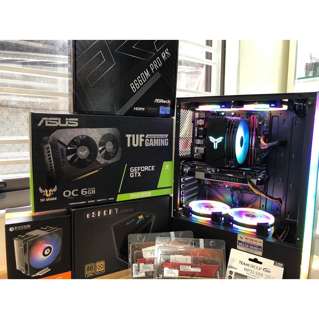 BÁN CASE B660 CPU I5 12400F RAM 16G BUS3 3200 VGA  Asus TUF Gaming 1660-6G SUPER BH 12T