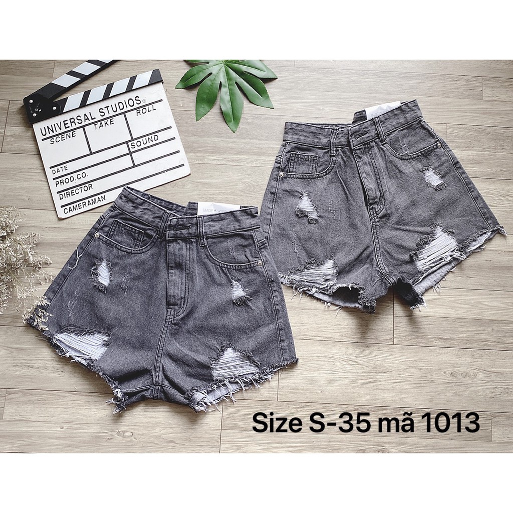 Quần short jean nữ rách màu xám từ size 40kg size đại 75kg hàng VNXK MS1013 thời trang 2KJean