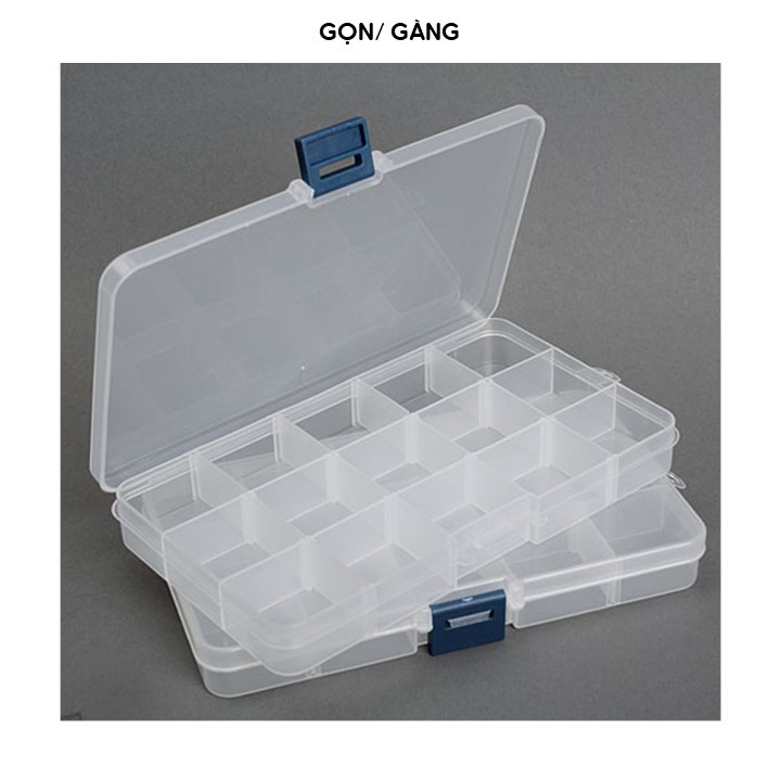 Hộp nhựa nhiều ngăn tháo rời 15 10 ngăn đựng trang sức phụ kiện linh kiện điện tử đồ làm nail đính đá Gọn Gàng