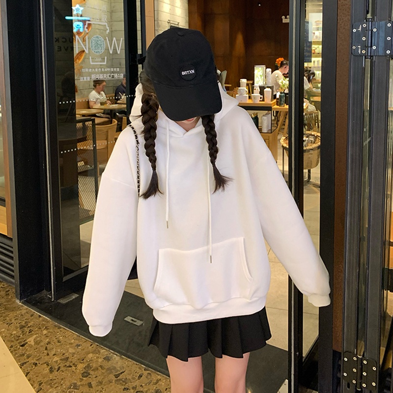 Áo khoác nỉ hoodie màu đơn giản nam nữ bigsize form giấu quần freesize đến 90kg