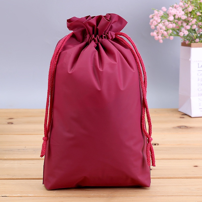 Túi dây rút từ PE màu trơn chống thấm nước thời trang cho nam và nữ