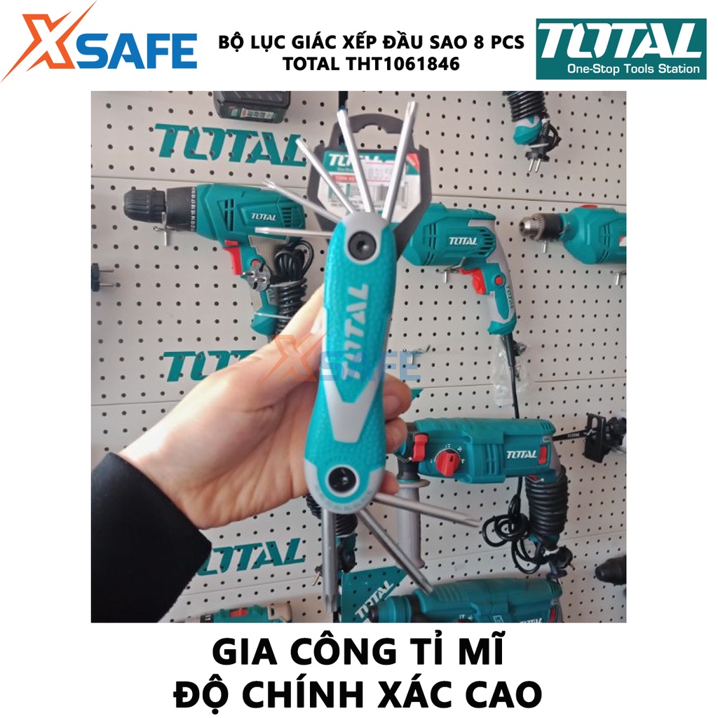 Bộ lục giác bông dạng xếp TOTAL THT1061846 8 chi tiết kích thước 2-8mm dùng vặn mở các khóa lục giác - chính hãng